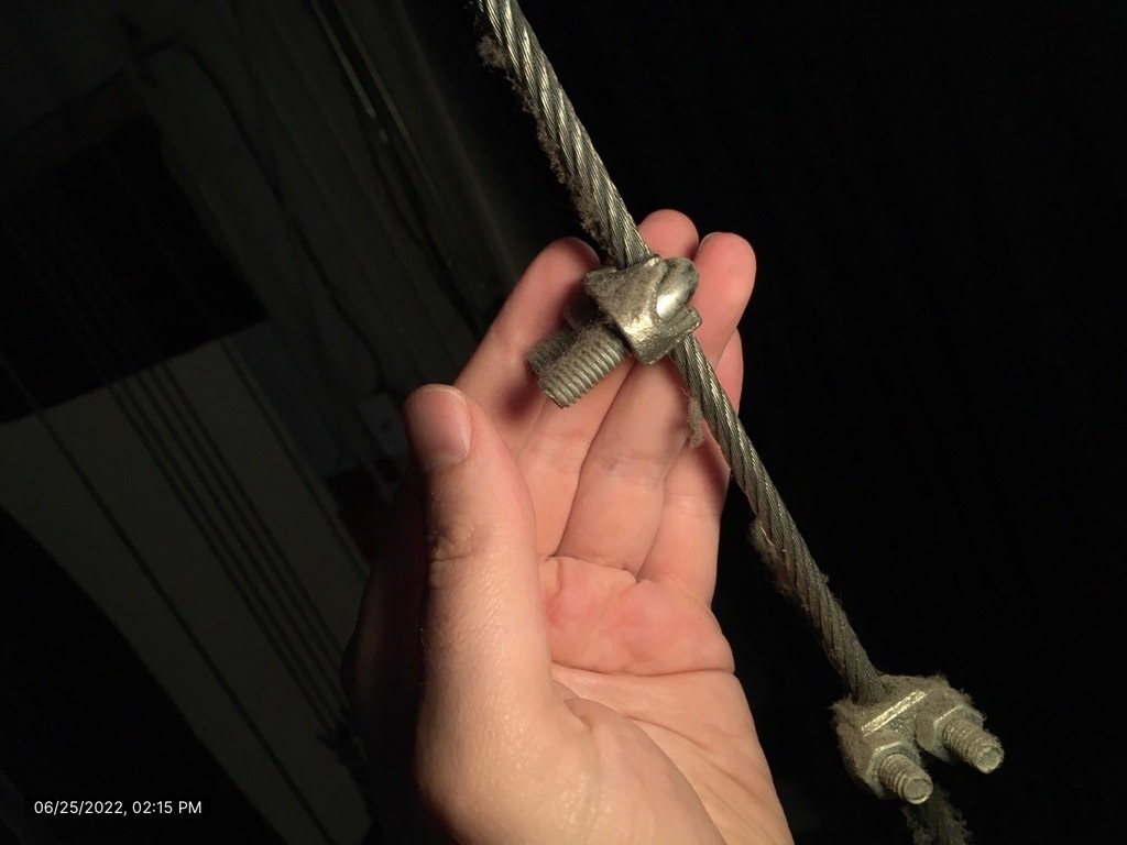 Theater Rigging Inspection - wire rope clips imperly attached